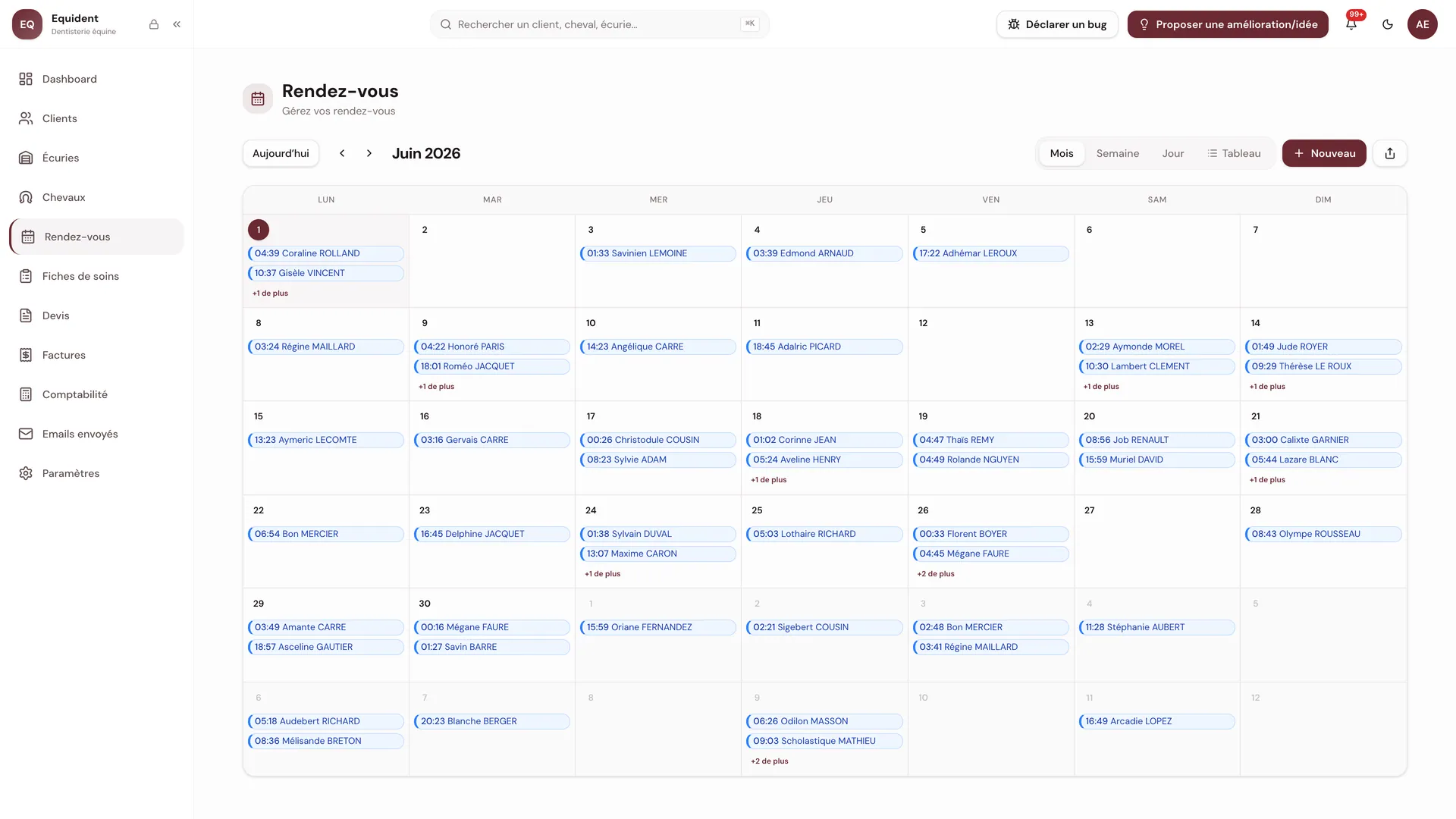 Agenda Equident avec les rendez-vous du mois